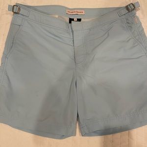 Orlebar Brown men’s swimsuit. Baby blue. Size 33. 6 inch inseam. Never worn.